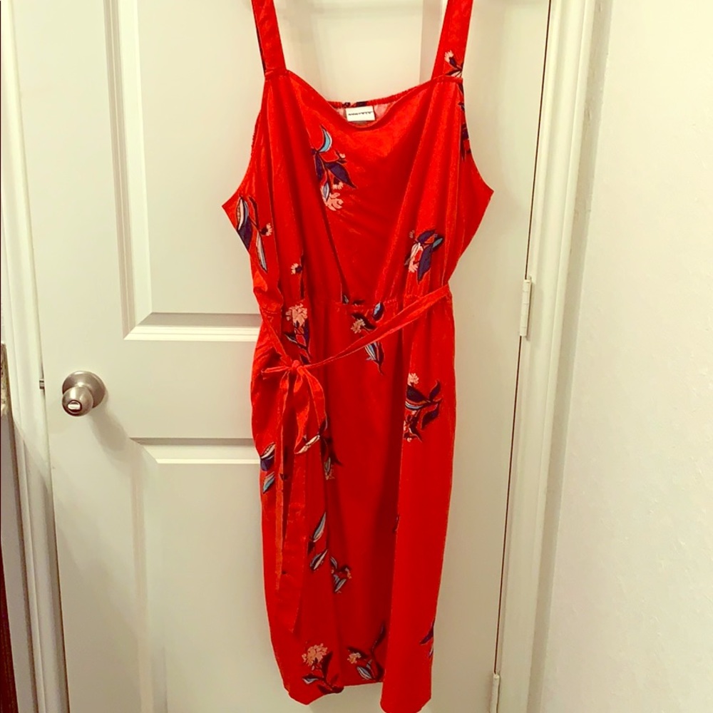 AVA VIV Tie Waist Midi Tank Dress